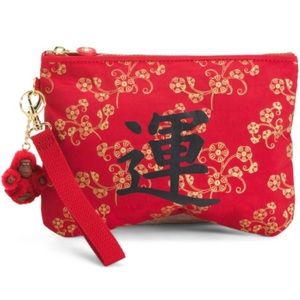 Kipling Red Chinese New Year Wristlet Pouch Zao